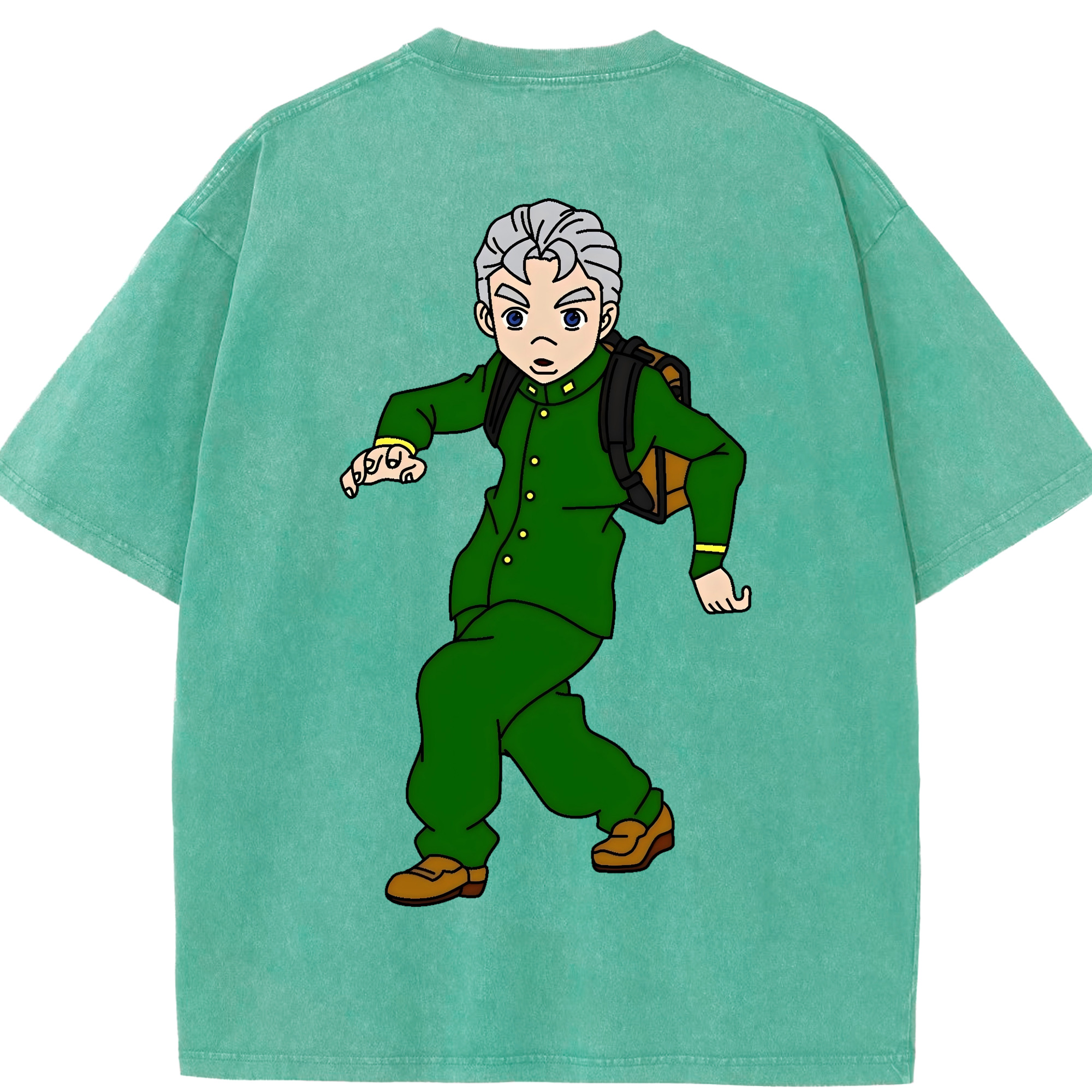 （画像用） ジョジョの奇妙な冒険 広瀨康一 JoJo's Bizarre Adventure Hirose Koichi 綿100% ヴィンテージ風 半袖Tシャツ（背面プリント）